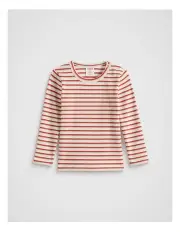 [Seed Heritage] Stripe Rib Tee in Chilli Red