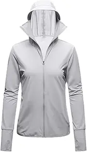 [MNSSRN] Soft and Breathable Sun Protection Clothing, Lightweight and Comfortable Hooded, UV Protection, Cycling Sun Protection Shirt Jacket,Gray,L
