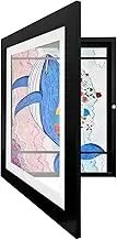 Kids Art Frame A4 Front Opening Photo Frame with Stand - Wooden Artwork Display for 150 Pictures, Horizontal and Vertical, for Drawing, Crafts - Black