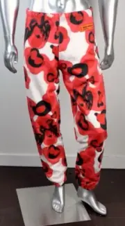 $795 NWT Heron Preston Red Bird Print 100% Cotton Sweatpants Size Large