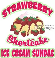 Strawberry Shortcake Ice Cream Sundae DECAL (CHOOSE YOUR SIZE) Food Concession