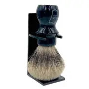 Handmade Deluxe Mug Shaving Brush with Stand – 100% 3-Band Pure Badger Black