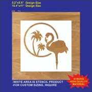 Flamingo with Palm Trees - Reusable, Flexible Plastic Stencil