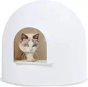 pidan Cat Litter Box with Lid Large with Scooper Litter Pan Snow House Igloo Perfect to Prevent Litter Scatter (White)