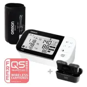 Omron HEM7361T Blood Pressure + AFIB Monitor Bluetooth + Wireless Earphones