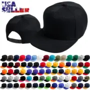 Snapback Baseball Cap Flat Bill Adjustable Blank Plain Solid Structured Hat