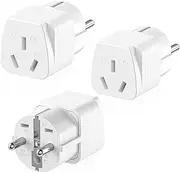 Pack of 3 Australia to EU Travel Adapters, EU Travel Plug, Universal Plug, Adapter Socket, Travel Adapters for Europe & Bali, Parts of Asia, USA, White