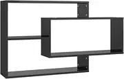 vidaXL Wall Shelves Living Room Floating Storage Shelf Display Rack Hanging Cabinet Ledge Home Organiser High Gloss Black Engineered Wood