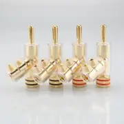 4x Speaker Cable Banana Connector HIFI Banana Plug 45Dgree Copper Gold Plated