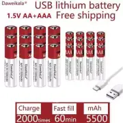 NEW AA + AAA rechargeable battery large capacity 5500mah 1.5V USB fast charging