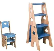 Ladder Chair Wooden Folding Two-Color Lightweight Portable Ladder Shelf 4 -Step Step Ladders Display Stand Display Stand and Flower Stand for Home (Color : C, Size : 90 * 35 * 45CM)