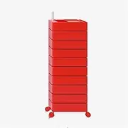 SUNHIPPIE Storage Cart Multi-Layer Movable, 360 Degree Rotating Cabinet, Cosmetic Cart with Drawers, Bedside Table Rolling with Drawers(Red,Ten Layer)