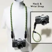 Camera Strap Combo: Green & Black Climbing Rope Neck/Wrist w/Peak Design Anchors