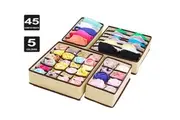 Vivva 4pcs/set Wardrobe Organizer Closet Divider Bra Underwear Drawer Storage Foldable-Beige