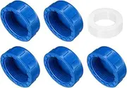 sourcing map 5Pcs 1-1/4 Inch PT Female Thread PVC Pipe Fitting Cap, Cleanout Water Drain End Caps, Pipe Plug Socket Fittings with Gasket for Water Heater Supply Lines, Plumbing, Blue