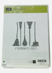 Stampin Up! Rubber Stamp "If The Broom Fits" 139693 Unmounted Halloween -NEW