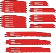 32 PCS Reciprocating Saw Blades, HYCHIKA Sabre Saw Blades, 10 PCS for Metal Cutting, 22 PCS for Wood Cutting, with Organizer Case