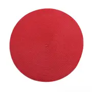 4/6PCS Anti-slip Placemats Drink Coasters Insulation Pad Kitchen PP Round 38cm Table Mat Red