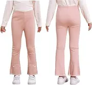 [iEFiEL] Little Girls Ribbed Bell Bottoms Flared Bootcut Casual Long Pants Solid Color Trousers