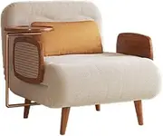 Sleeper Chair Wooden Folding Sofa Bed, Vintage Multifunctional Sofa Bed with Tray, 5-Speed Adjustable Backrest, Suitable for Living Room Compact Space Office Convertible(74cm)