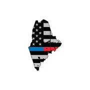 Distressed Thin Blue Red Line Maine State Shaped Subdued US Flag Sticker