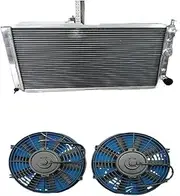 3 Row Aluminum Radiator & Fan*2 Compatible For 1994-1999 FIAT PUNTO 176 GT TURBO 1.4 Manual MT 94 95 96 97 98 99