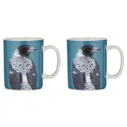 2x Ashdene New Bone China 350ml Modern Birds Magpie Mug Coffee/Tea Drinking Cup