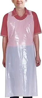 Vankcp 100pcs Disposable Aprons, 24'' x 42'' Plastic Waterproof Apron for Adults Kids Painting Party, Cooking, Housework, Picnic, White, XX-Large