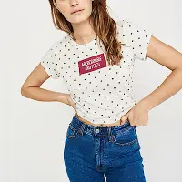 在飛比找Yahoo奇摩購物中心優惠-麋鹿 AF A&F 經典文字印刷短版短袖T恤(女)-白色