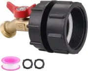 275-330 Gallon IBC Tote Hose Adapter Valve,2" Fine Thread + Garden Hose Valve Fa