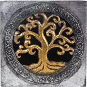 Carved Wood Box - Tree of Life Silver Gold