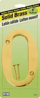 NEW HY-KO BR90/0 4" SOLID BRASS #0 HOUSE MAILBOX NUMBER 0251280
