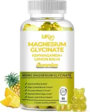 Magnesium Glycinate Gummies 800mg with Ashwagandha Lemon Balm 60 Vegan Gummie