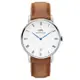 DW Daniel Wellington Dapper 經典淺棕色皮革腕錶-銀框/34mm(DW00100114)