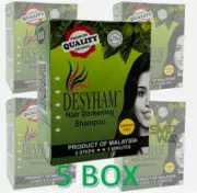 5 Boxes Desyham Hair Darkening Shampoo 26ml Noni & Olive Expedited Ship