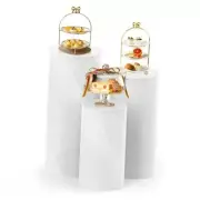 Cylinder Pedestal Stands for Party, White Round Large Cylinder Tables, 3PC