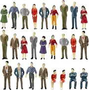 P50 100PCs Model Trains Architectural 1:50 Scale Painted Figures O Scale Sitting and Standing People for Miniature Scenes New