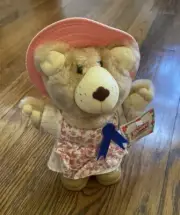 1986 Wendys Furskins Hattie Holiday Plush Stuffed Teddy Bear Country Vintage
