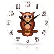 Owl br Round Acrylic Wall Clock 10.75"