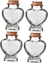 Alipis 4Pcs Heart Shaped Wishing Bottles Transparent Glass Drift Bottles for Perfumes Essential Oils Projects Creative Decorative Jars with Cork Stopper