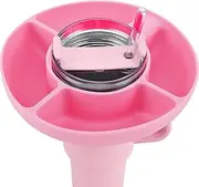 Cups Snack Ring 4 Compartment Silicone Snack Tray Designed for 40oz Cups Reusable Snack Bowl Combo Reusable Cup Accessories Suitable for Car Cup Holder, Cinema, at Home or Outdoor (Pink)