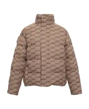 logo-pattern quilted padded jacket FR48 Brown