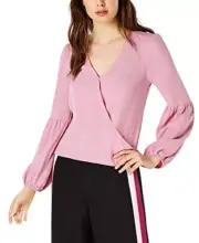 Bar III Women's Blouson-Sleeve Surplice Top, Evening Mauve, Large