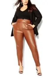 NEW Refinity / City Chic Ginger Faux Leather Sophia Split Pant + Size XS 14 #Q78