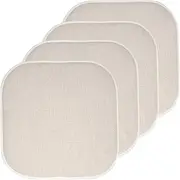 Sweet Home Collection Chair Cushion Memory Foam Pads Honeycomb Pattern Slip Non Skid Rubber Back Rounded Square 16" x 16" Seat Cover, 4 Pack, Alexis Linen/Beige