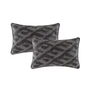 Cloud Linen Cotton Embroidered Cushion 33 x 55 Cms Filled Lulu Grey - Twin Pack