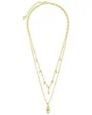 Sterling Forever 14K Plated Pearl Varuna Evil Eye Charm Layered Necklace