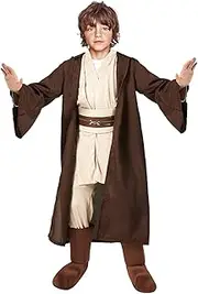 Hqroidd Jedi Costume Knight Costume Role Play Jedi Master Cloak Outfits Tunic Hooded Cape with Belt 4 Pcs Sets Halloween