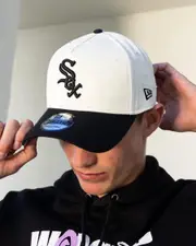 [New Era] New Era Men's Chicago White Sox 9Forty A-Frame Snapback Cap in Chrome White/Black/Grey One Size Chrome White/Black/Grey