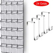 14/24 Pockets Over Door Shoe Organizer with 4 Hooks, Mesh Storage Bag for Bedroo